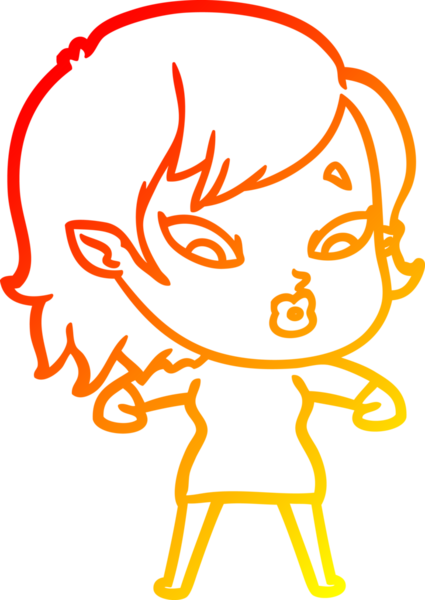 Bir insan tarafından çizilmiş sevimli bir vampir kız çizgi çizimi.