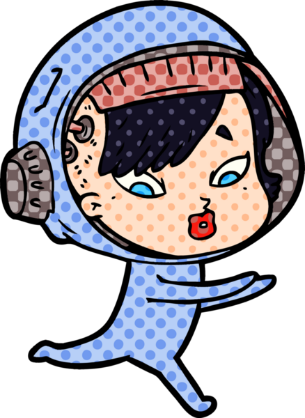 Bir insan tarafından çizilmiş astronot kadın.