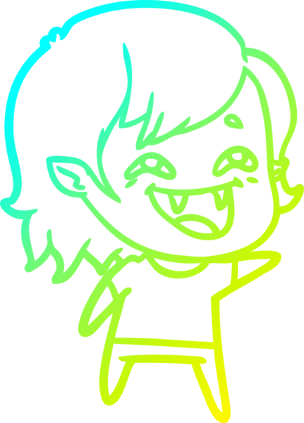 Bir insan tarafından çizilmiş gülen vampir kız çizgi filmi.