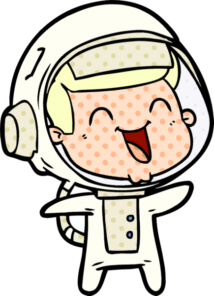 Bir insan tarafından çizilmiş mutlu astronot çizgi filmi.