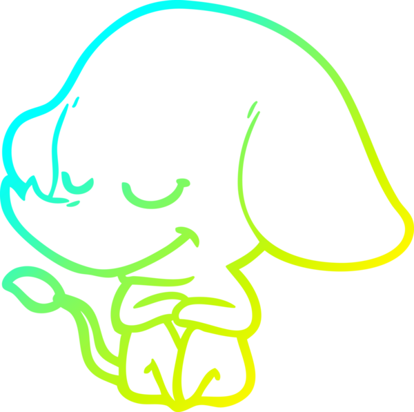 Bir insan tarafından çizilmiş gülümseyen bir filin soğuk gradyan çizimi