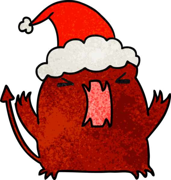 Bir insan tarafından çizilmiş kawaii şeytanının el yapımı karikatürü.