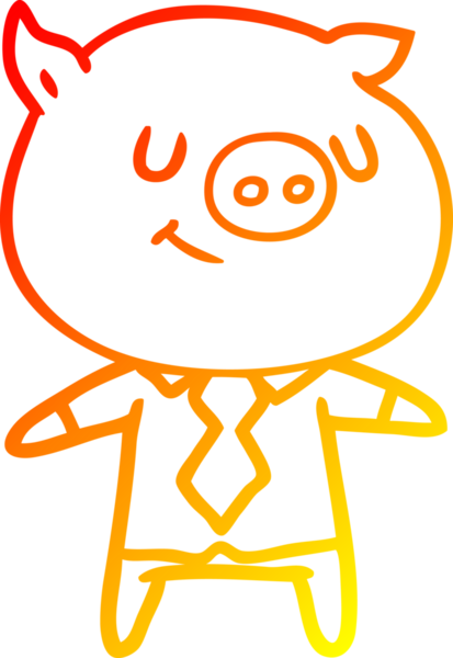 Mutlu çizgi film karakteri çizen sıcak çizgi insan tarafından çizilmiş akıllı domuz.