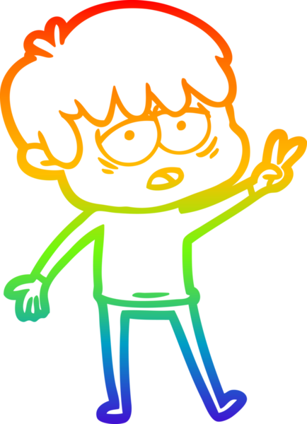 gökkuşağı gradyan çizgi çizimi bir insan tarafından çizilmiş bitkin bir çocuk