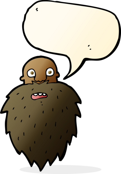 Bir insan tarafından çizilmiş konuşma balonu olan sakallı bir adam.