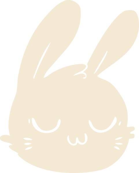 Bir insan tarafından çizilmiş düz renkli tavşan yüzü.