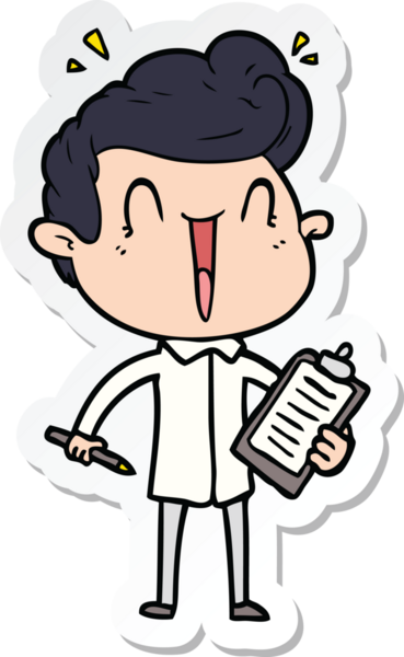 Bir insan tarafından çizilmiş heyecanlı bir adamın çıkartması.