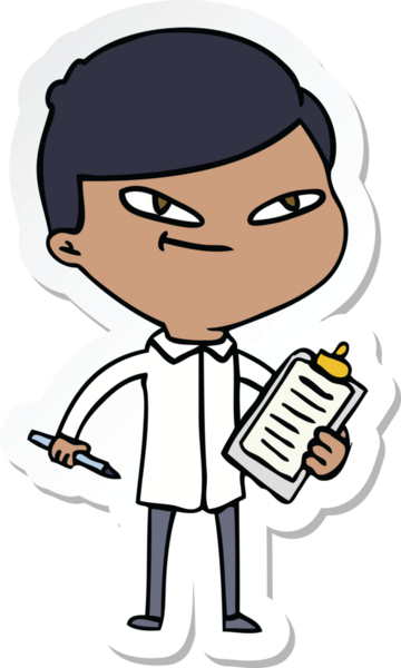 Bir insan tarafından çizilmiş bir çizgi film çocuğunun çıkartması.