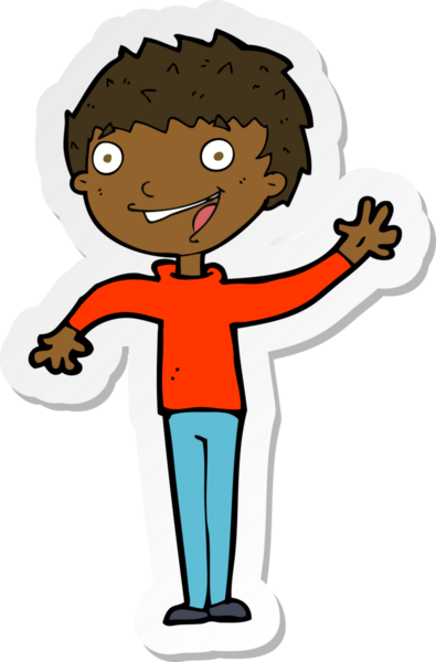 Bir insan tarafından çizilmiş mutlu bir çocuğun çıkartması.