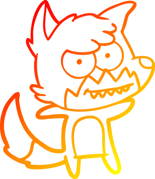 Bir insan tarafından çizilmiş sırıtan bir tilkinin sıcak çizgi çizimi