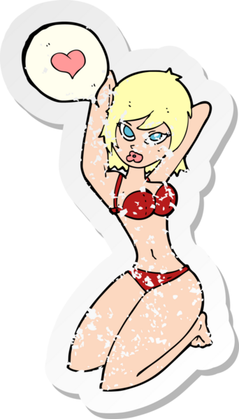 Bir insan tarafından çizilmiş bir karikatür kadının gerilmiş çıkartması.