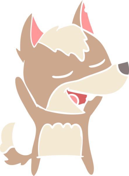 Bir insan tarafından çizilmiş düz renkli çizgi film kurt gülüşü