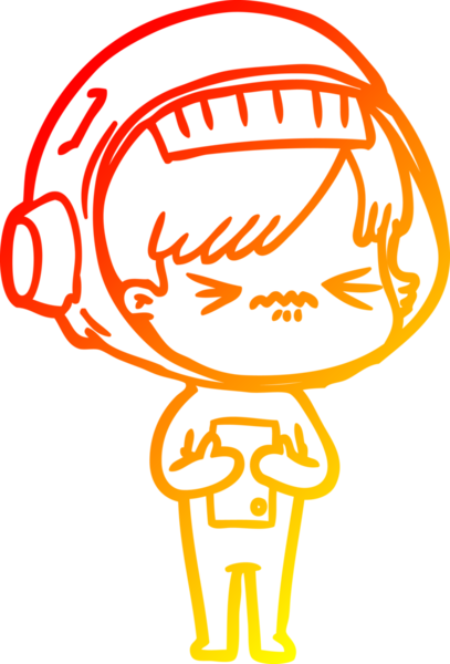 Bir insan tarafından çizilmiş bir astronot kadın çizgi çizimi.