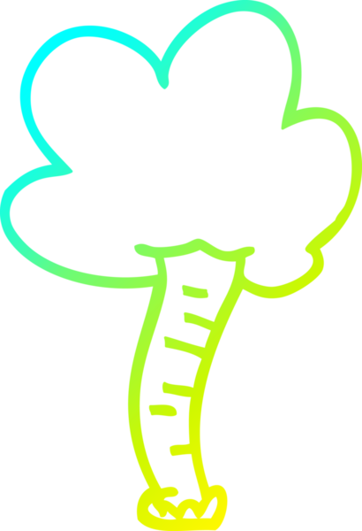 Bir insan tarafından çizilmiş bir karikatür ağacının soğuk gradyan çizimi