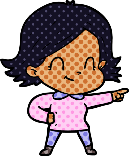 Bir insan tarafından çizilmiş karikatür dostu kız.