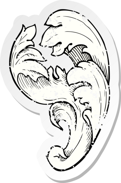 Geleneksel bir elin, insan eliyle çizilmiş gerilmiş depresif çıkartması.