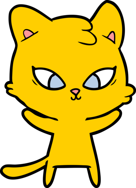 Bir insan tarafından çizilmiş sevimli çizgi film kedisi.