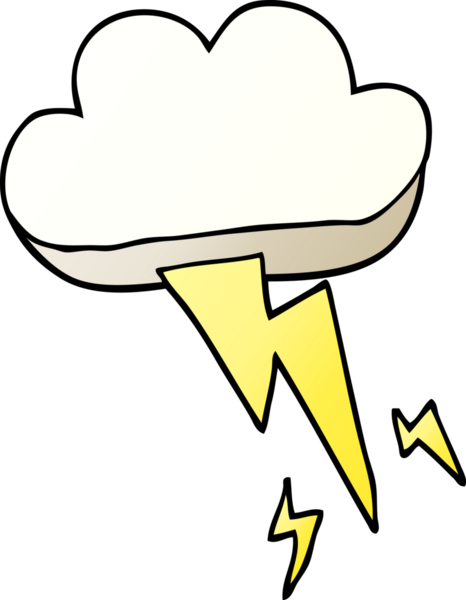 Bir insan tarafından çizilmiş karalama gökgürültüsü bulutu ve şimşek.