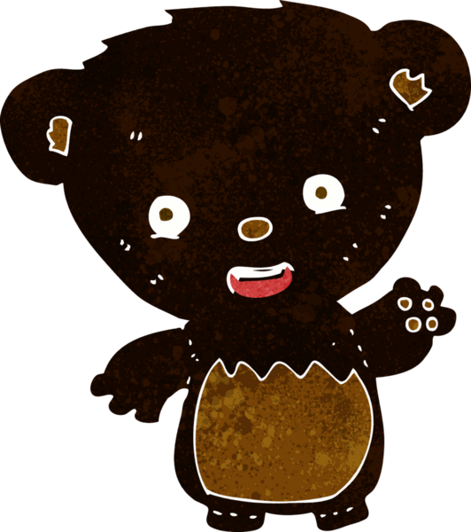 Bir insan tarafından çizilmiş siyah ayı yavrusu.