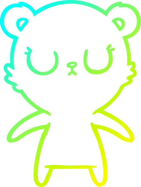 Bir insan tarafından çizilmiş barışçıl bir ayı yavrusunun soğuk gradyan çizgisi