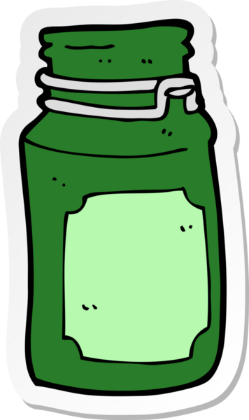 Bir insan tarafından çizilmiş bir mutfak kavanozunun etiketi.