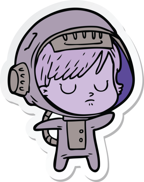 Bir insan tarafından çizilmiş astronot bir kadının çıkartması.