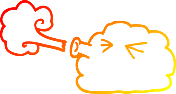 Bir insan tarafından çizilen fırtınayı savuran çizgi film bulutunun sıcak gradyanı.