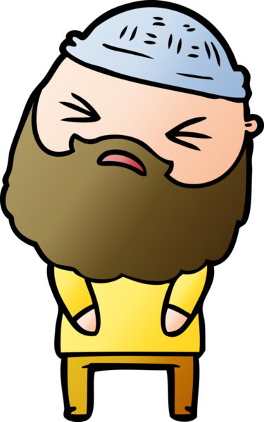 Bir insan tarafından çizilmiş sakallı bir çizgi film adamı.