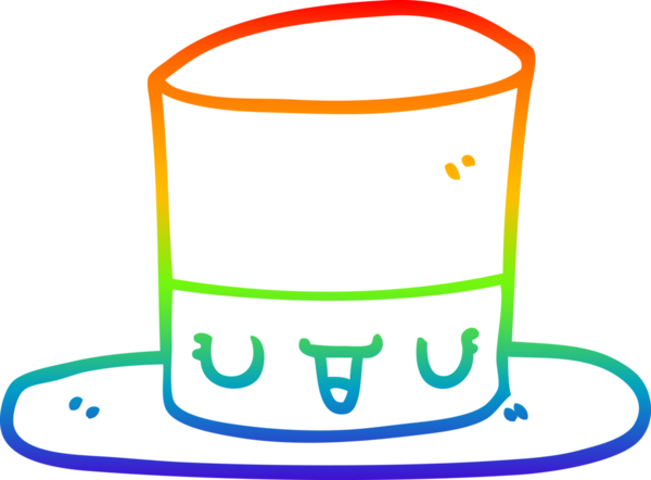 gökkuşağı gradyan çizgi çizimi bir insan tarafından çizilmiş silindir şapka