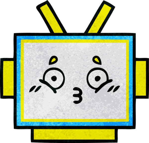 Bir insan tarafından çizilmiş robot kafasının retro grunge dokusu