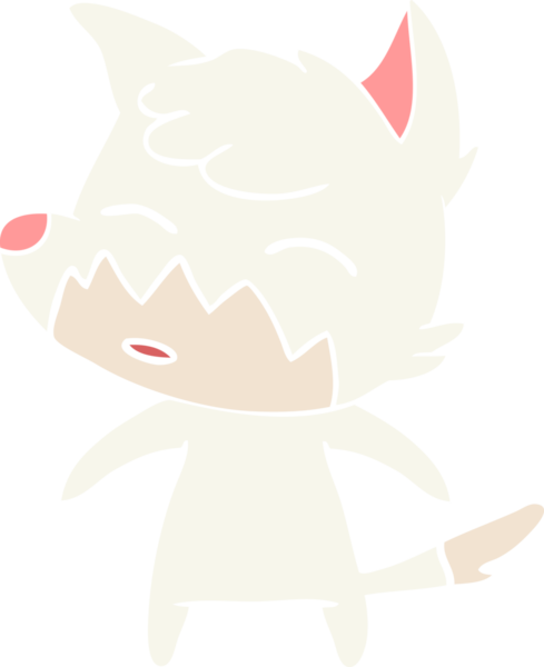 Bir insan tarafından çizilmiş düz renk çizgi film tilkisi