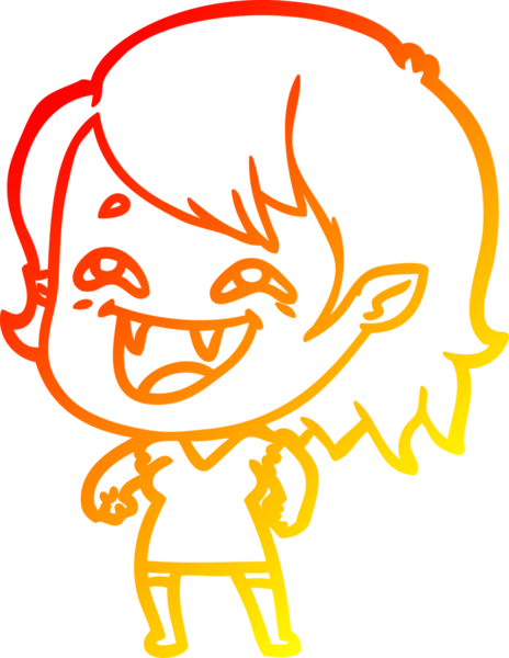 Bir insan tarafından çizilmiş gülen vampir kız çizgi filmi.