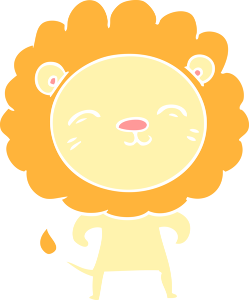 Bir insan tarafından çizilmiş düz renkli çizgi film aslanı