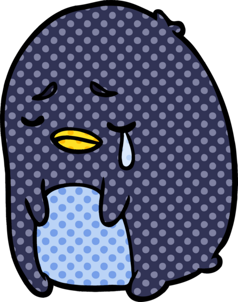 Bir insan tarafından çizilmiş ağlayan penguen çizgi filmi.