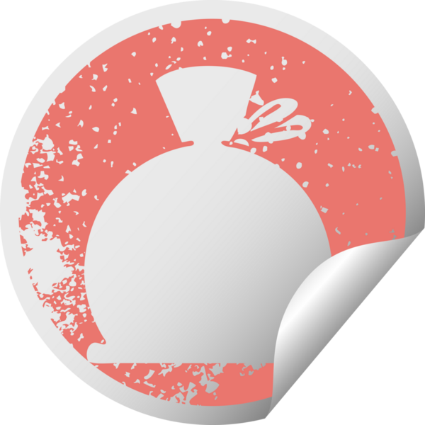 Bir insan tarafından çizilmiş bir çantanın derisi soyulmuş dairesel etiket sembolü.