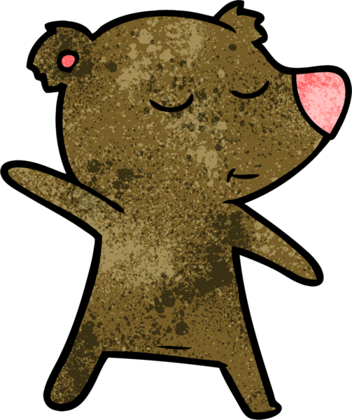 Bir insan tarafından çizilmiş mutlu çizgi film ayısı.