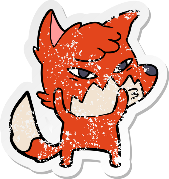 Bir insan tarafından çizilmiş zeki bir tilkinin sıkıntılı çıkartması.