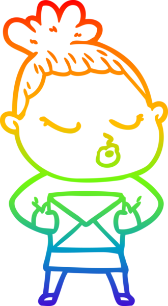 Gökkuşağı gradyan çizgi çizimi bir insan tarafından çizilmiş sakin bir kadın