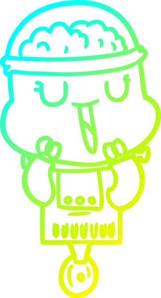 Bir insan tarafından çizilmiş mutlu çizgi film robotu çizimi.