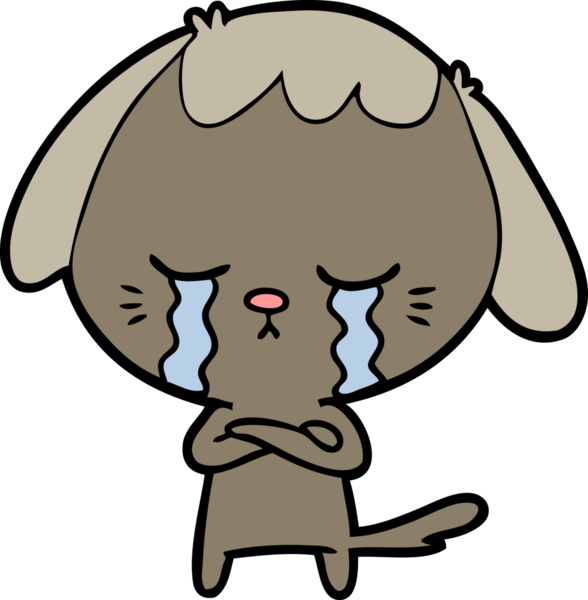 Bir insan tarafından çizilmiş ağlayan bir köpek.