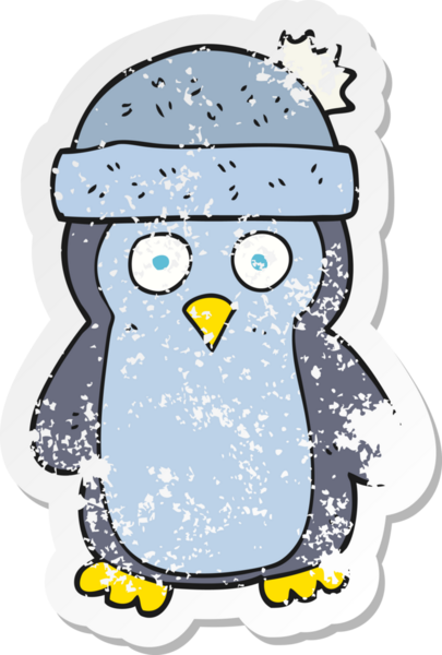 Bir insan tarafından çizilmiş penguen çizgi filminin gerilimli yapıştırması.