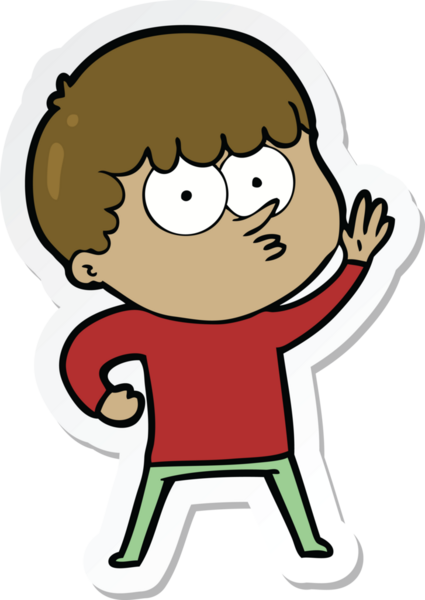 Bir insan tarafından çizilmiş meraklı bir çocuğun çıkartması.