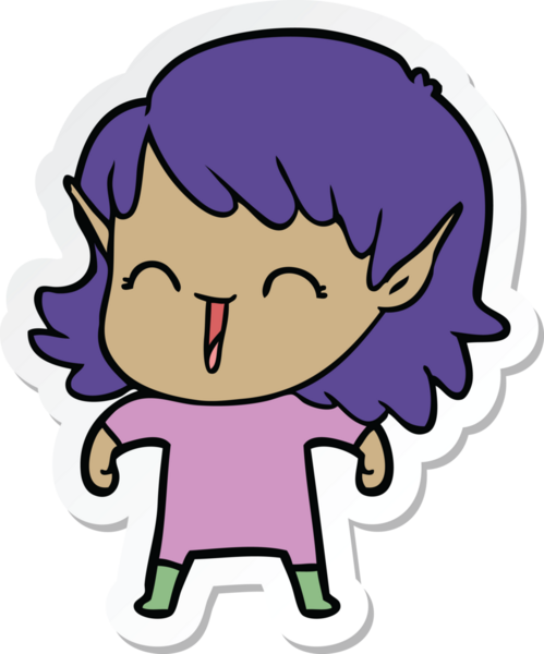 Bir insan tarafından çizilmiş bir elf kızının çıkartması.