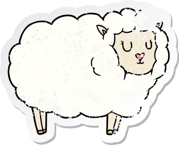 Bir insan tarafından çizilmiş karikatür bir koyunun sıkıntılı çıkartması.