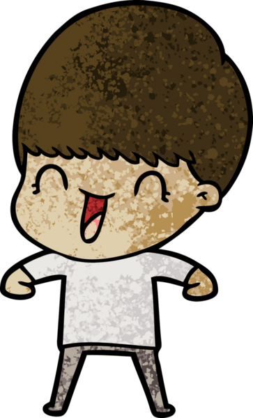 Bir insan tarafından çizilmiş mutlu çizgi film çocuğu.