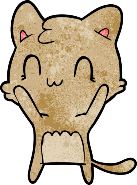 Bir insan tarafından çizilmiş mutlu bir kedi.