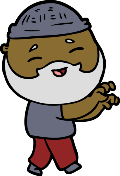 Bir insan tarafından çizilmiş mutlu sakallı bir adam.