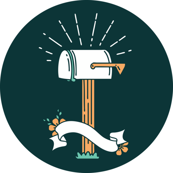 Bir insan tarafından çizilmiş dövme stili kapalı posta kutusu simgesi