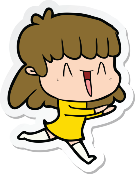 Bir insan tarafından çizilmiş bir karikatür kadının çıkartması.