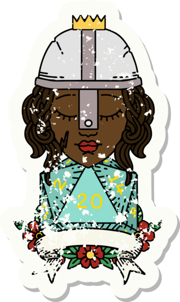 Retro Dövme Tarzı İnsan Savaşçısı Doğal 20 rulo ile Bir insan tarafından çizilmiş